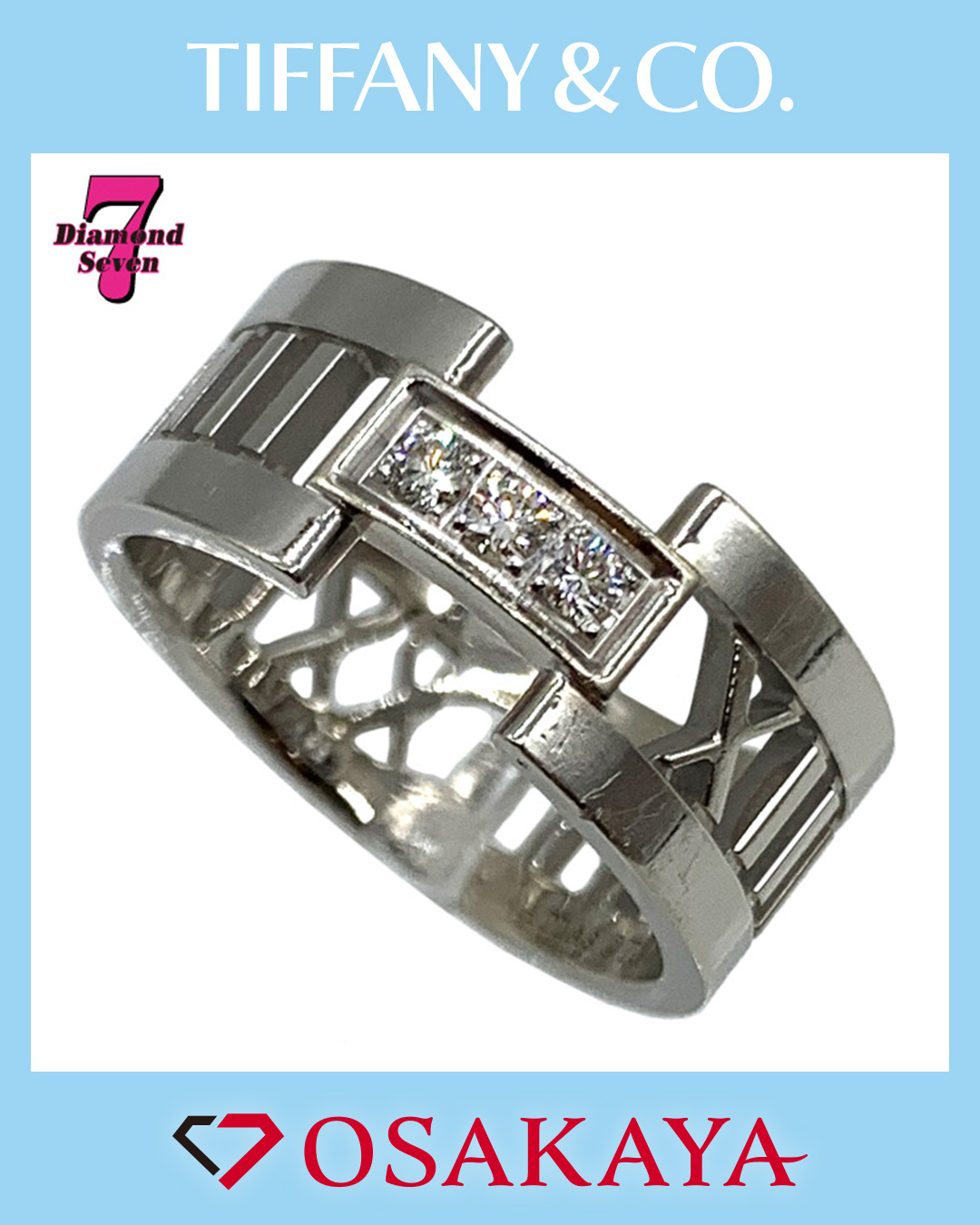ティファニー オープン アトラスリング 3Pダイヤモンド K18 ホワイトゴールド