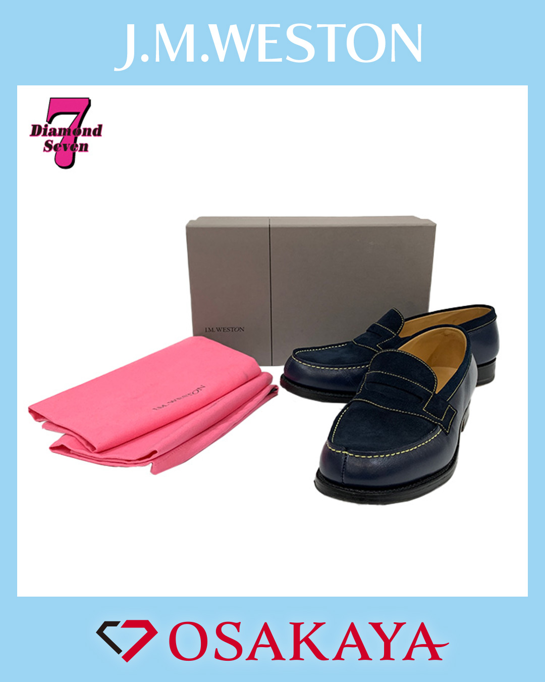 J.M. Weston 180 シグニチャー ローファー / ネイビー スエード レザー