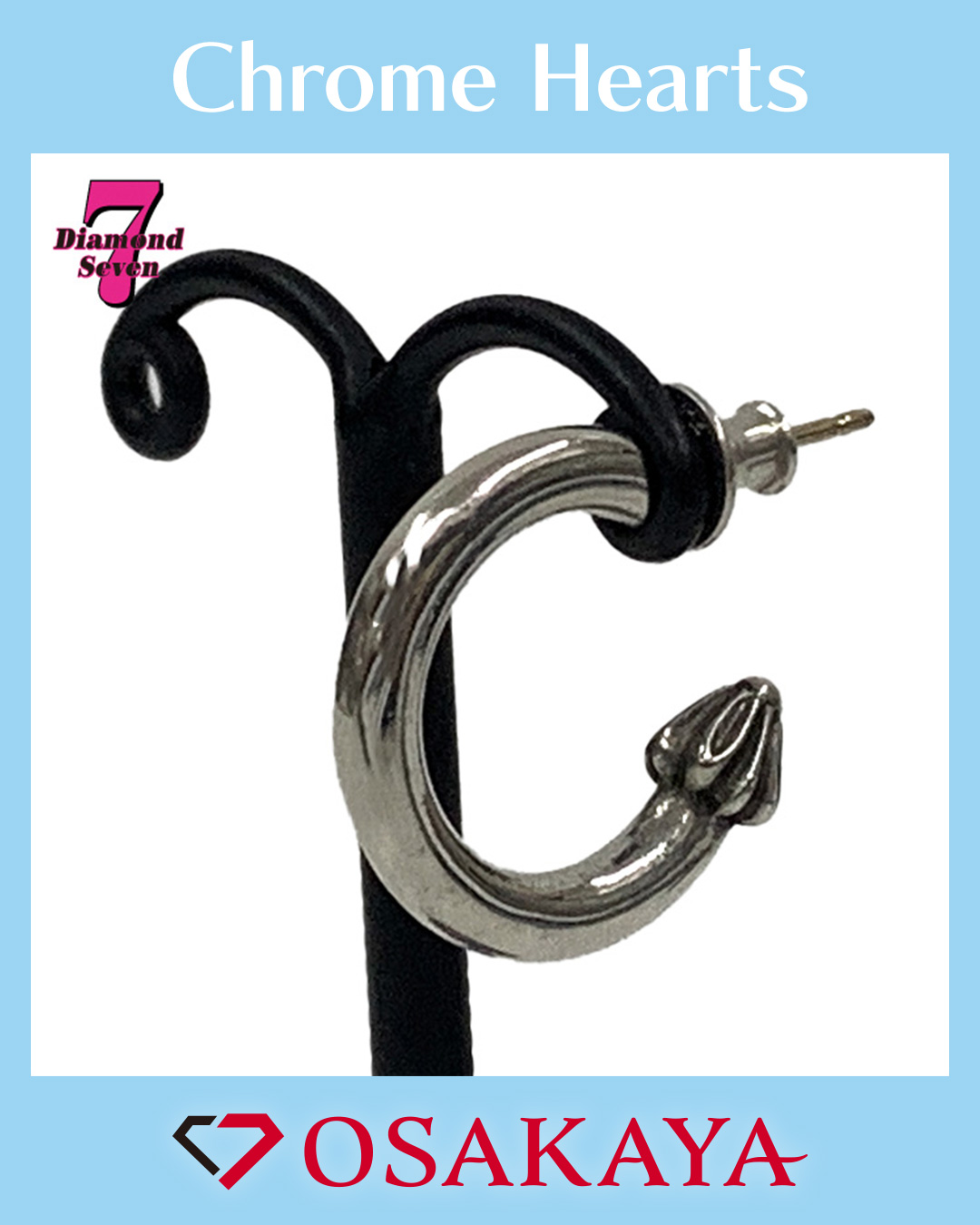 クロムハーツ プレーンフープ ピアス SV925 K14 クロスモチーフ